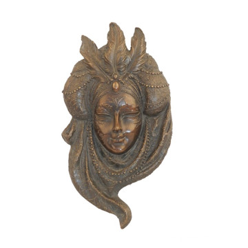 Relief Brass Statue Feather Mask Relievo Bronze Sculpture Tpy-886
